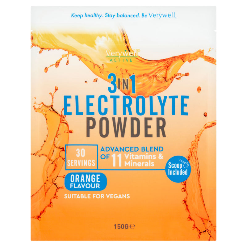 Verywell electrolyte powder orange flavour 150g, imported from the UK