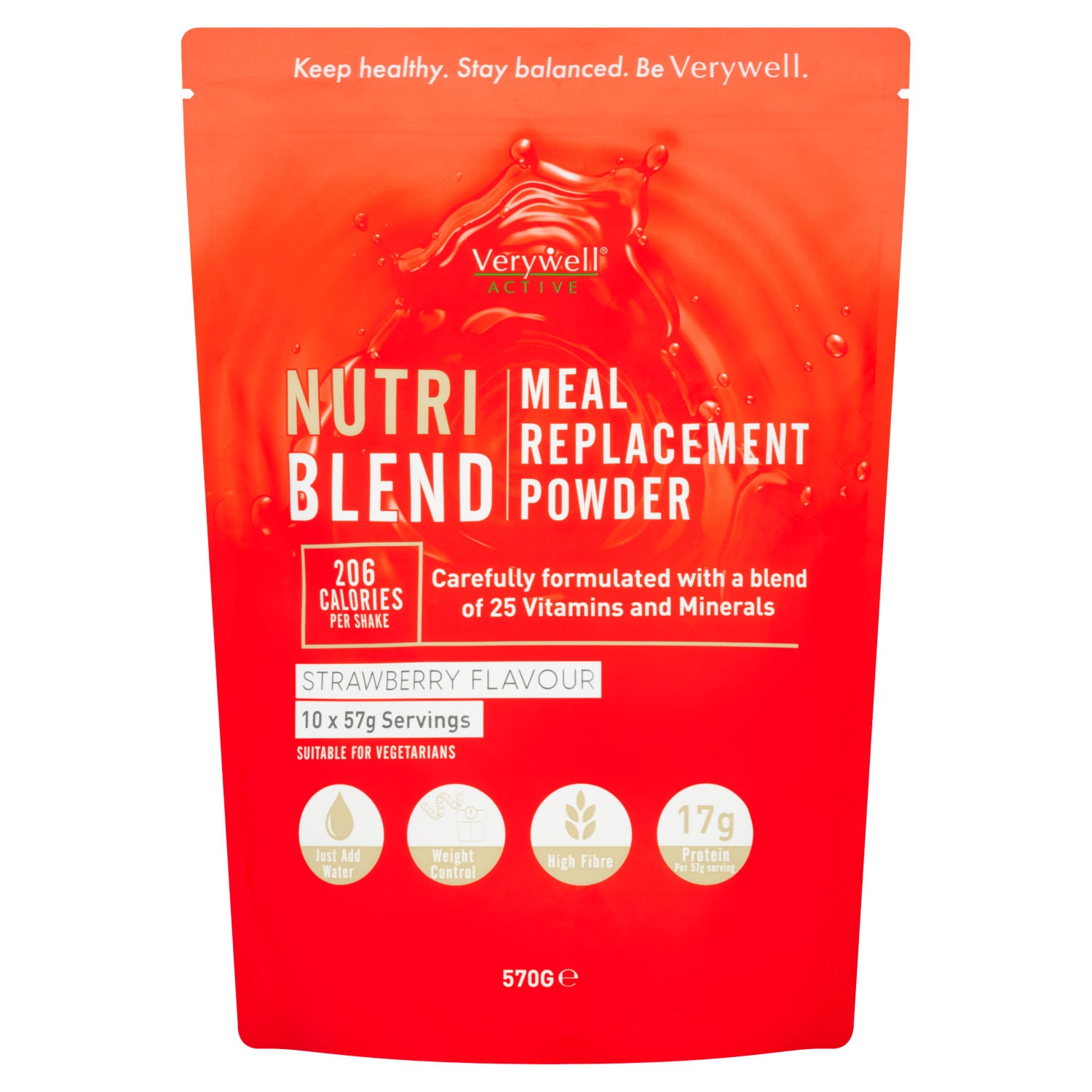 Verywell strawberry meal replacement powder 570g (British brand)