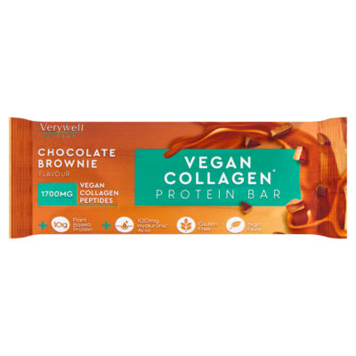 Verywell vegan collagen protein bar chocolate brownie 43g (British brand)