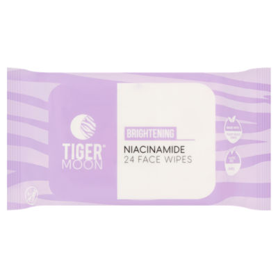 Tiger Moon niacinamide face wipes 24 count brightening, UK version