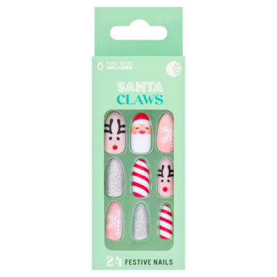 Santa Claws 24 festive false nails - British product