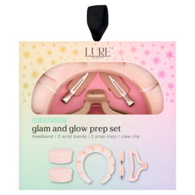 Lure Beauty Glam and Glow Prep Set with headband and clips, UK version