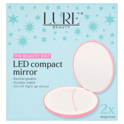 Lure Beauty rechargeable LED compact mirror with magnified side - British product