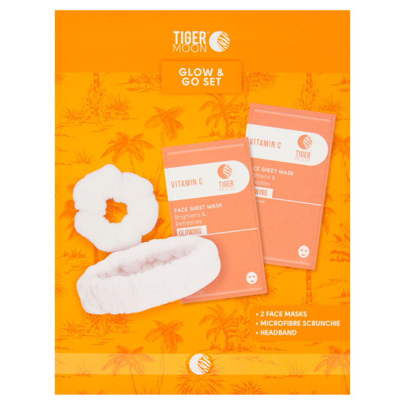 Tiger Moon Glow & Go Set sheet mask and headband (British brand)