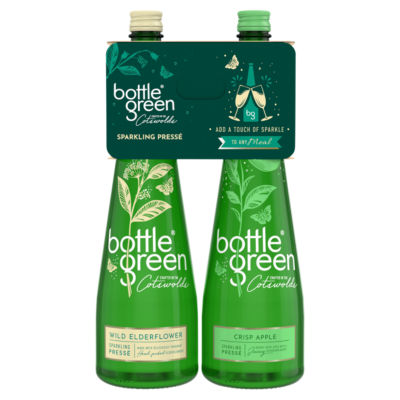 Bottlegreen Sparkling Pressé Wild Elderflower and Crisp Apple 2 x 750ml, imported from the UK