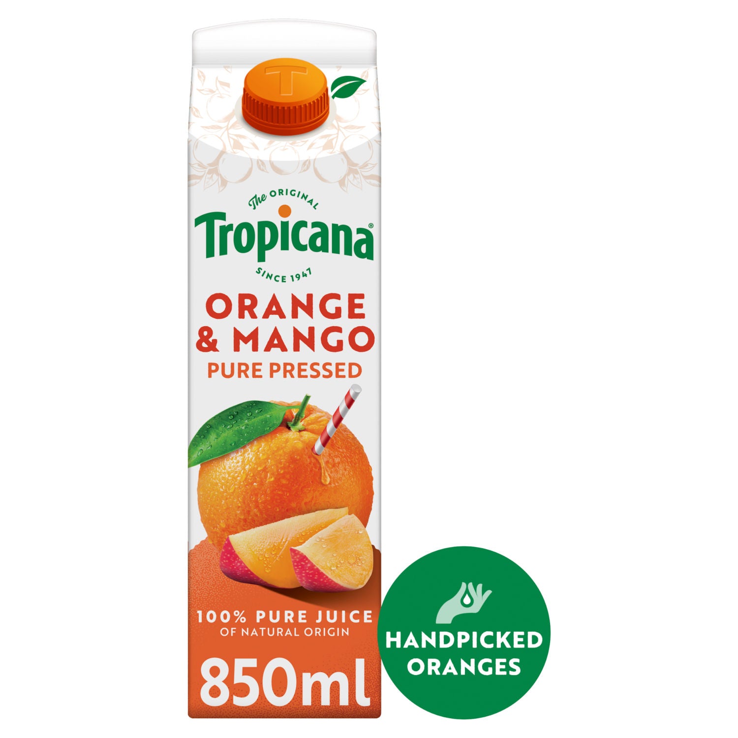 Tropicana orange and mango fruit juice 850ml (British brand)