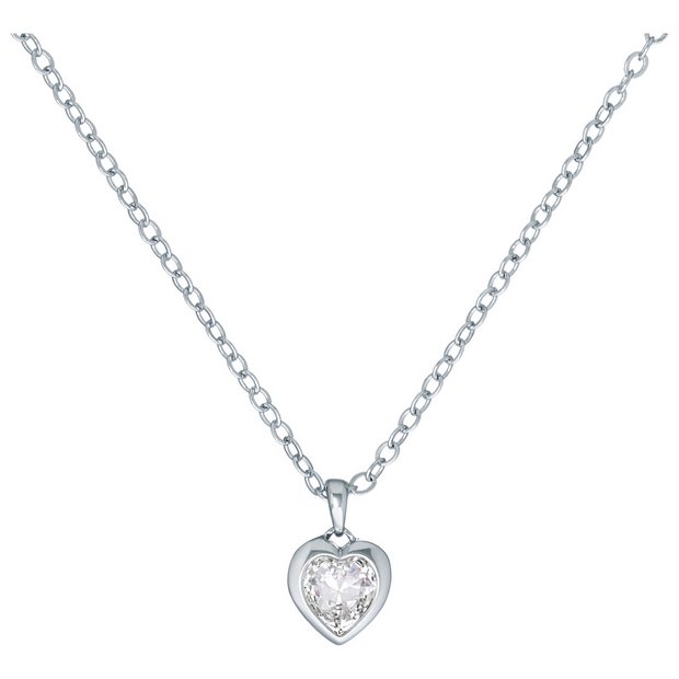 Ted Baker silver heart pendant necklace with crystal, imported from the UK