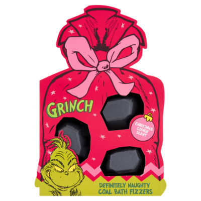 Grinch coal bath fizzers 3 x 100g, imported from the UK