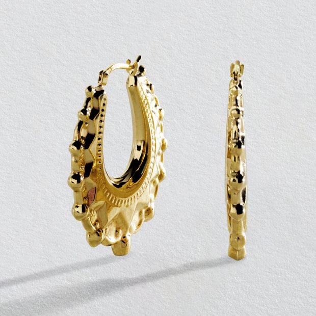 Revere 9ct gold bonded sterling silver creole earrings - British product