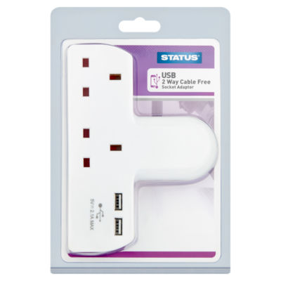 Status Cable Free 2 Socket Adaptor with 2 x USB Ports