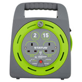 Status 2 Socket 15 Metre "Handbag" Extension Reel 13 Amp