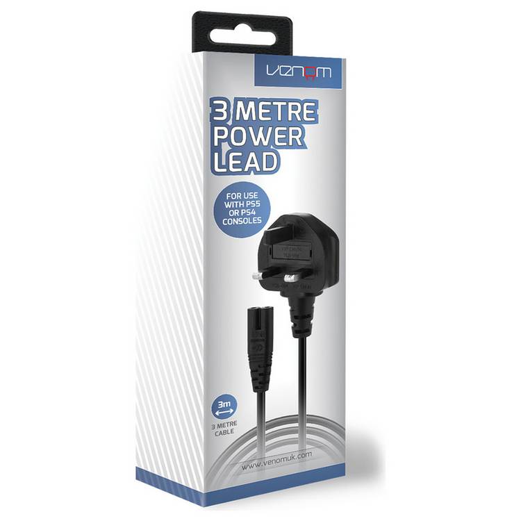 Venom replacement power lead for PS5 PS4 3m, imported from the UK