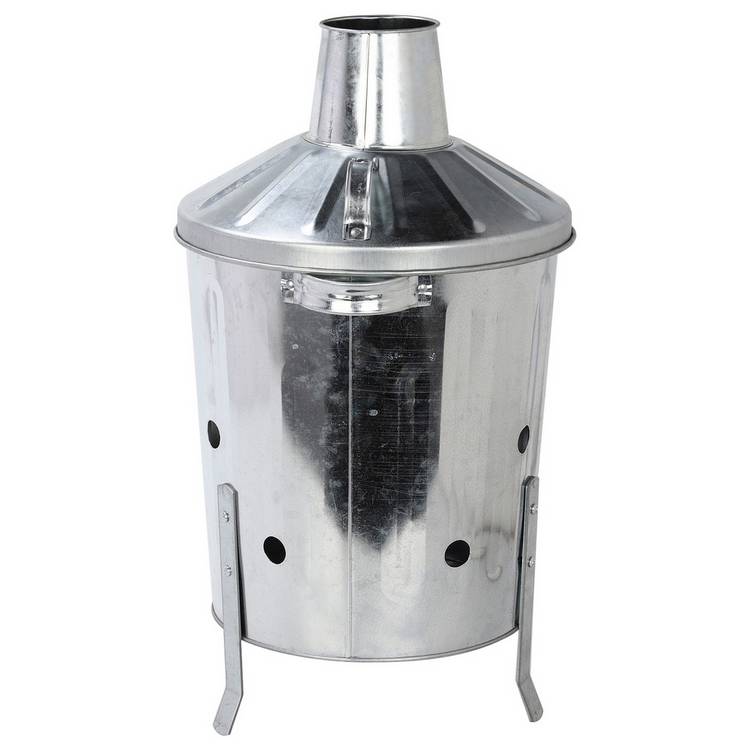 Galvanised metal incinerator 15L for garden waste - British product