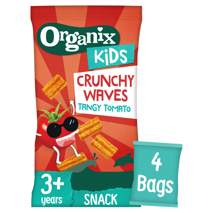 Organix Kids Crunchy Waves Tangy Tomato 3+ Years 4 x 14g (56g)