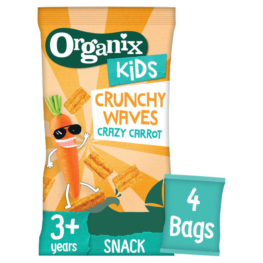 Organix Kids Crunchy Waves Crazy Carrot 3+ Years 4 x 14g (56g) GOODS ASDA   