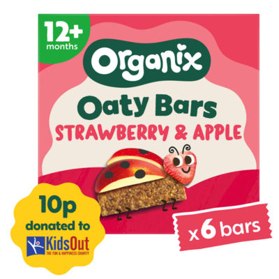Barres d'avoine moelleuses Organix Fraise et Pomme, goûter pour tout-petits, multipack de 138 g