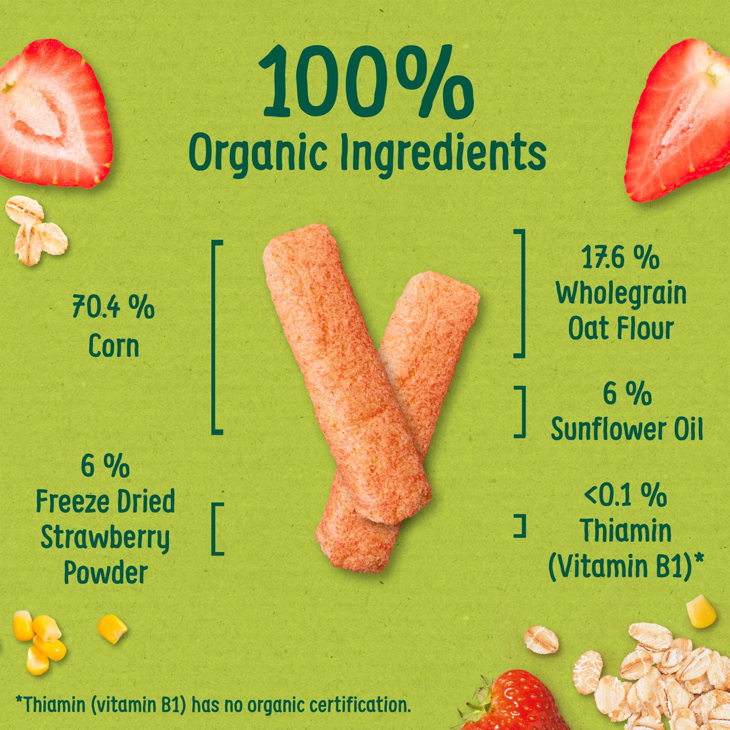 Organix strawberry weaning wands baby snacks 25g, imported from the UK
