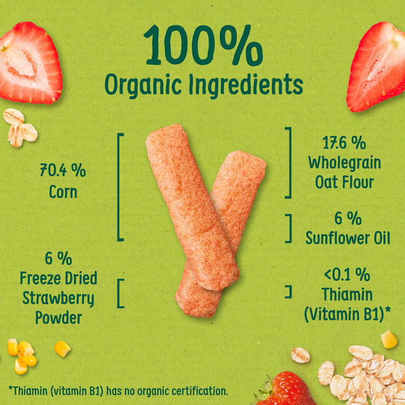 Organix strawberry weaning wands baby snacks 25g, imported from the UK