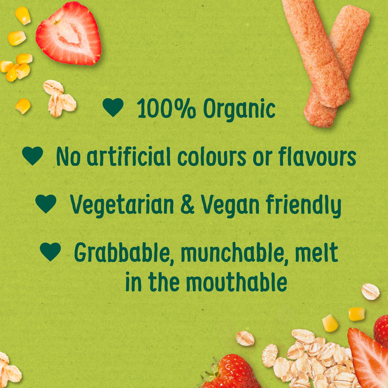Organix strawberry weaning wands baby snacks 25g, imported from the UK