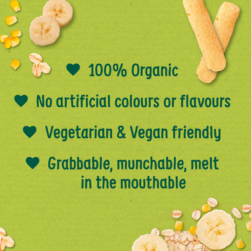 Organix banana weaning wands baby snack puffs 25g, imported from the UK