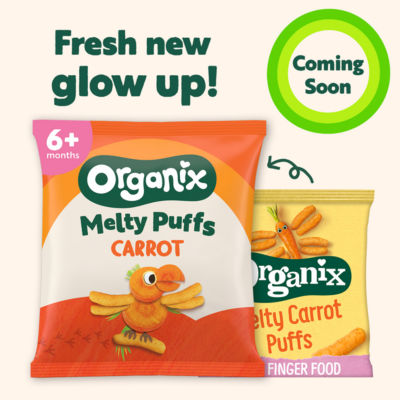 Organix baby snack puffs carrot 4x18g, UK version