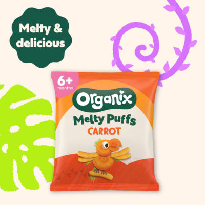 Organix baby snack puffs carrot 4x18g, UK version