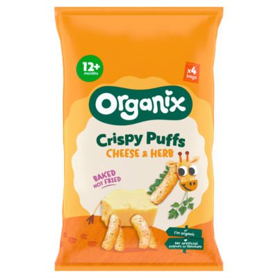 Organix Bio-Babysnack-Puffs mit Käse und Kräutern, 4 x 15 g
