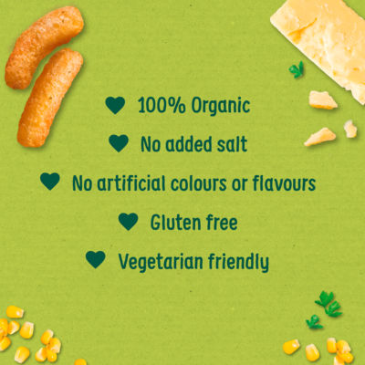 Organix Cheese & Herb Organic Finger Food Toddler Snack Corn Puffs Multipack 4x15g