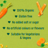 Organix Carrot & Herb Stix baby snacks multipack 4x15g, imported from the UK