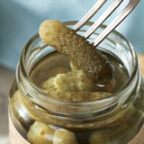Pickled cornichons 200g, green gherkins in brine (British brand)
