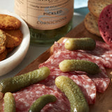 Pickled cornichons 200g, green gherkins in brine (British brand)