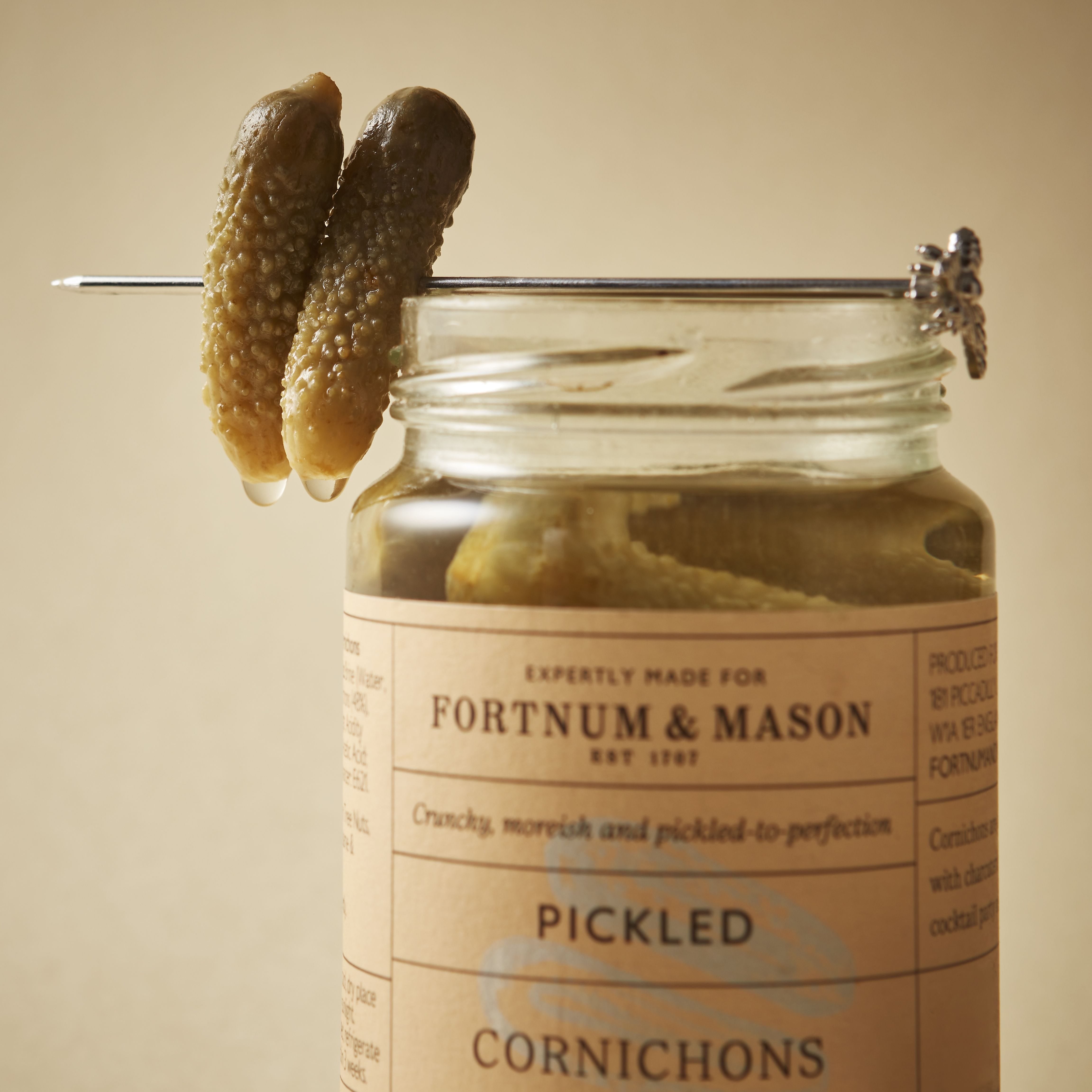 Pickled cornichons 200g, green gherkins in brine (British brand)