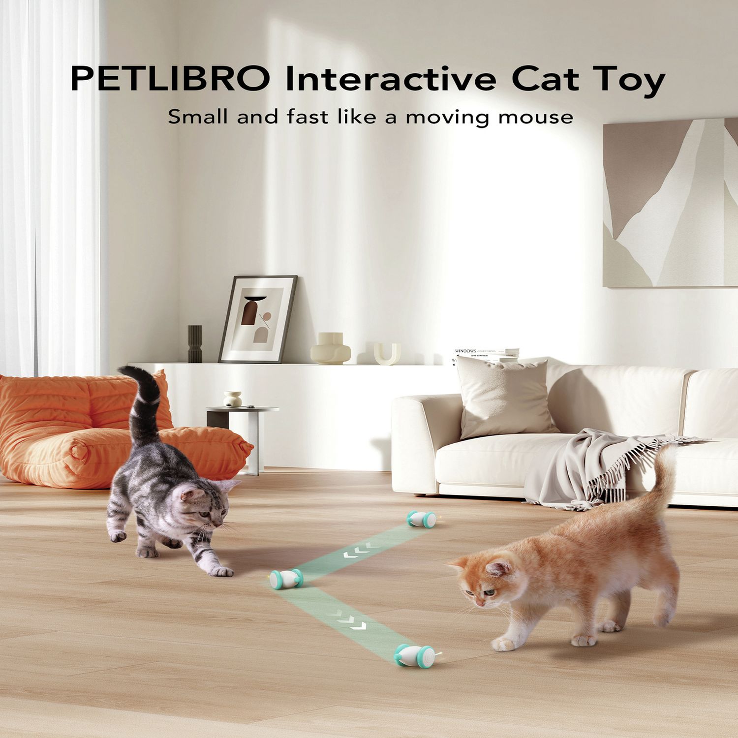PETLIBRO Pixie Mouse cat toy with rolling lights and self-righting design (British brand)