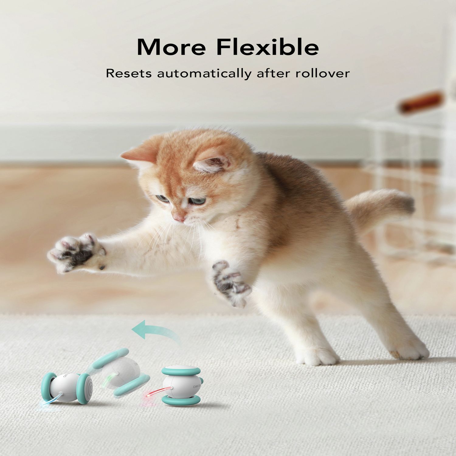 PETLIBRO Pixie Mouse cat toy with rolling lights and self-righting design (British brand)