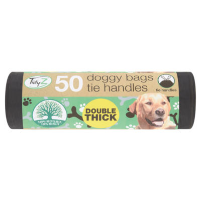 ASDA TidyZ Extra Extra Large Doggy Bags with Tie Handles - Poop Disposal Bags, 50 Pack- Buy online at McGrocer