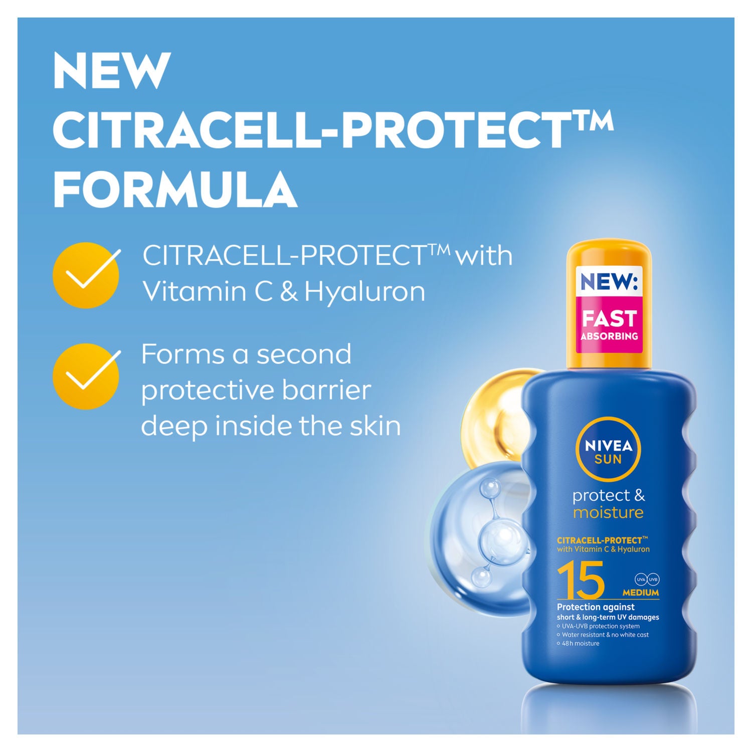 Nivea SPF15 sun cream pump spray 200ml, imported from the UK