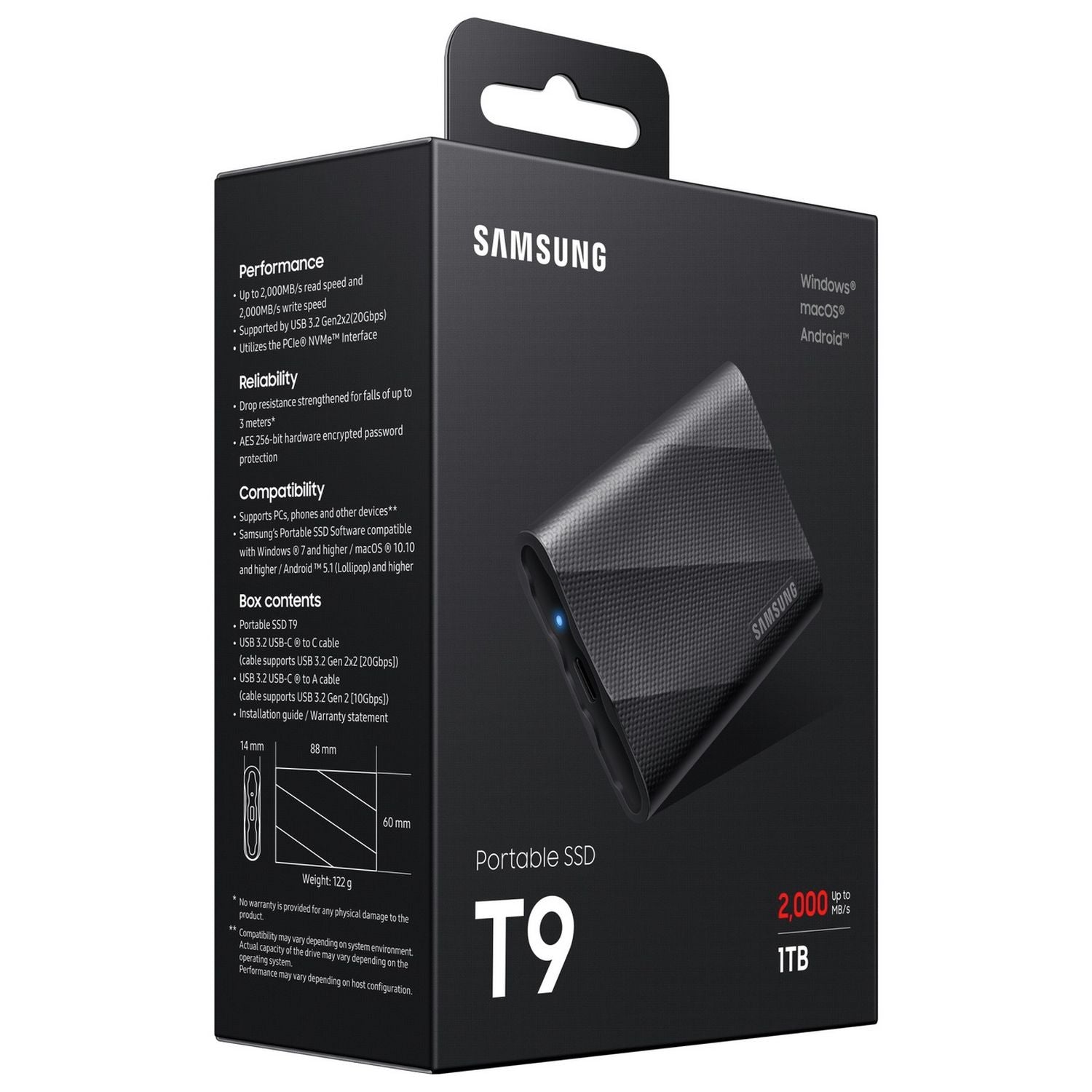 Samsung T9 portable SSD USB 3.2 1TB, imported from the UK