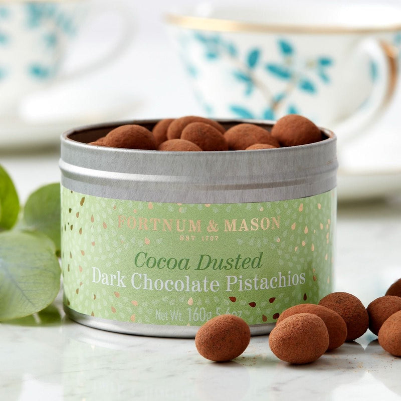 Cocoa dusted dark chocolate pistachios 160g (British brand)