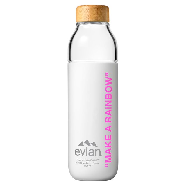 Evian SOMA Travel Glass Water Bottle Designer Pink   500ml GOODS M&S   