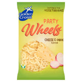 Golden Cross Party Wheels cheese and onion snack 90g, imported from the UK