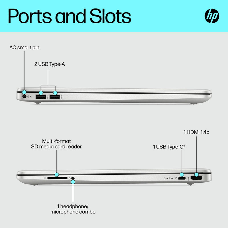 HP 15s-fq5021na laptop bundle Silver - British product