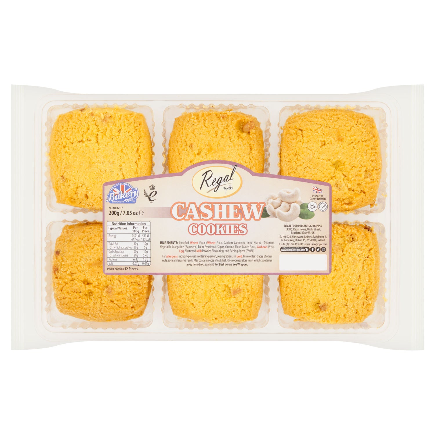 Regal Cashew Cookies 200g, imported from the UK