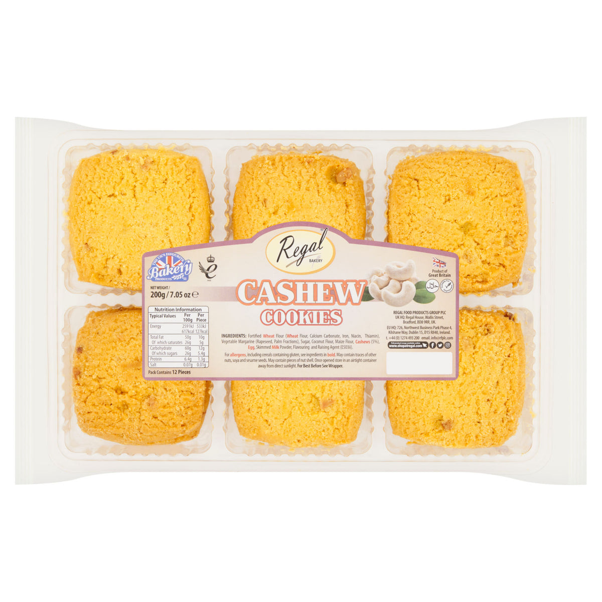 Regal Cashew Cookies 200g, imported from the UK