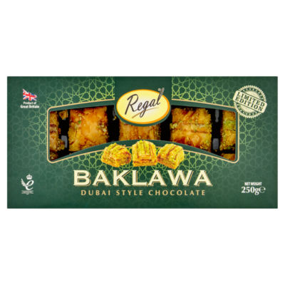 Regal Baklawa Dubai Style Chocolate Limited Edition 250g, imported from the UK
