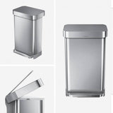 Simplehuman pedal bin brushed steel 45 litre, UK version