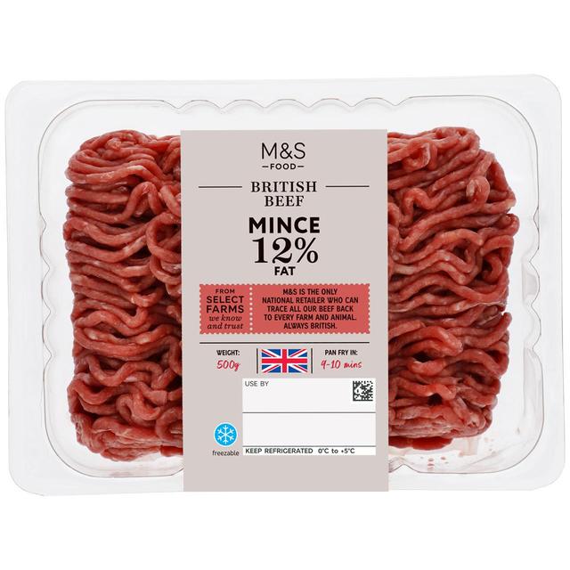 M&S Select Farms British Beef Mince 12% Fat   500g GOODS M&S   