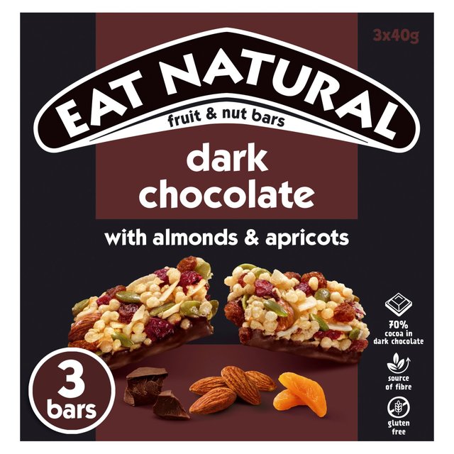 Eat Natural 70% Darker Chocolate Almonds & Apricots Bars   3 x 40g GOODS M&S   