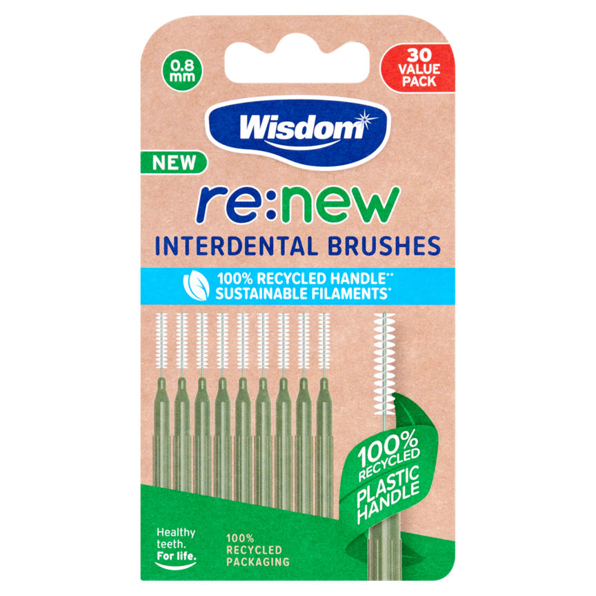 Wisdom re:new Interdental Brushes 30 pack 0.8mm