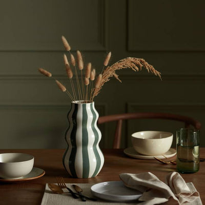 Argos Habitat Hand Painted Stripe Vase - Green 25cm- Buy online at McGrocer
