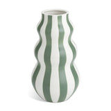 Habitat hand painted stripe vase green 25cm, imported from the UK